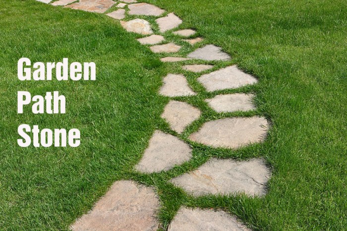 Industrial garden with stone path