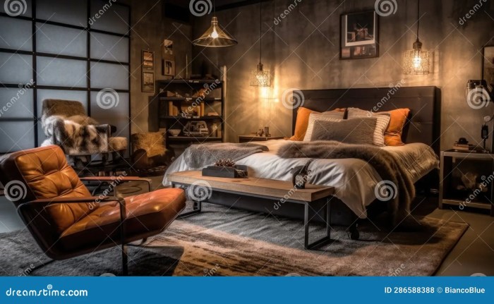 Cozy industrial bedroom with rustic elements