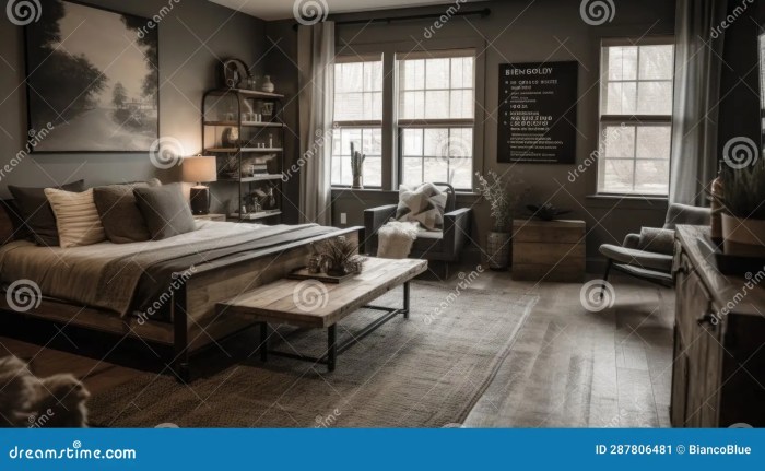 Cozy industrial bedroom with rustic elements