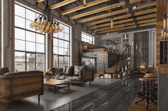 Modern industrial style living room